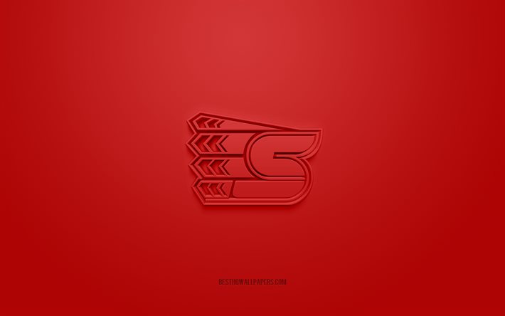 Spokane Chiefs, logotipo criativo 3D, fundo vermelho, emblema 3d, clube de h&#243;quei americano, WHL, Washington, EUA, Canad&#225;, arte 3d, h&#243;quei, spokane Chiefs 3d logotipo