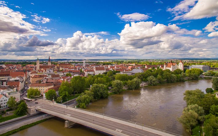 Ingolstadt, 4k, taivaanrannan kaupunkikuvat, kes&#228;, Saksan kaupungit, Eurooppa, Saksa, Ingolstadt Saksa, kaupunkikuvat