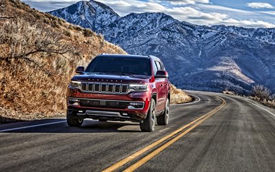 2022, Jeep Wagoneer, esterno, vista frontale, nuovo Wagoneer rosso, auto americane, Jeep
