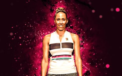 Madison Keys, 4k, american tennis players, WTA, purple neon lights, tennis, fan art, Madison Keys 4K