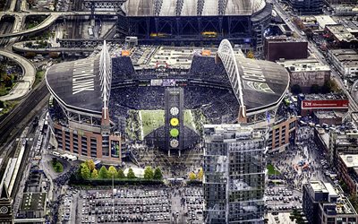 CenturyLink, 4k, Lumen Field, Seattle, Washington, NFL stadiums, Seattle Seahawks, Seattle Sounders FC, American football, USA, NFL