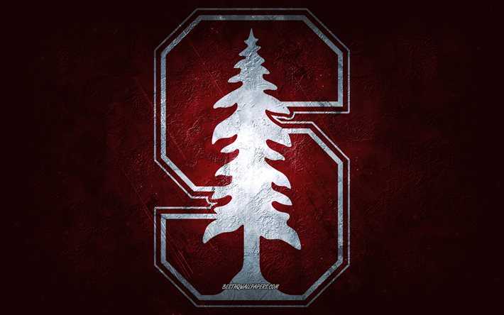 Stanford Cardinal, American football team, burgundy background, Stanford Cardinal logo, grunge art, NCAA, American football, Stanford Cardinal emblem