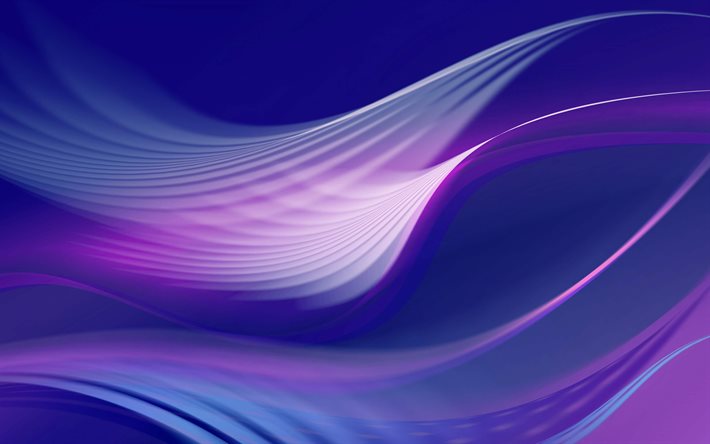 violetit aallot, 4k, geometriset muodot, abstraktit aallot, violetit taustat, pallot, violetit mutkat, aaltoilevat taustat