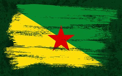 4k, Flag of French Guiana, grunge flags, South American countries, national symbols, brush stroke, grunge art, French Guiana flag, South America, French Guiana