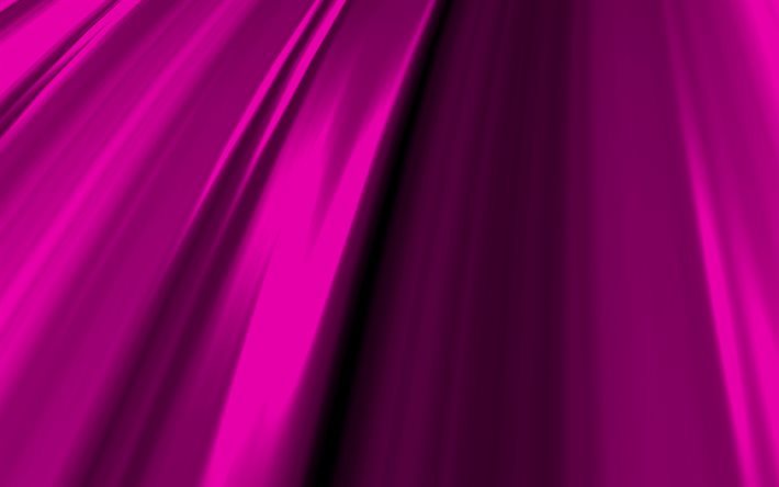 紫の3D波, 4K, 波状のパターン, 紫の抽象的な波, 紫の波状の背景, 3D波, 波のある背景, 紫の背景, 波のテクスチャ