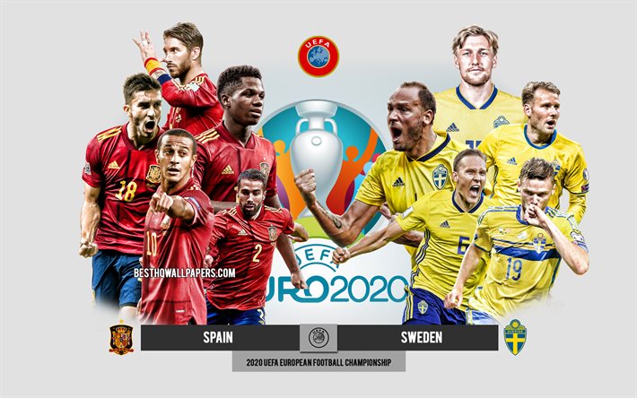 Spain vs Sweden, UEFA Euro 2020, Preview, promotional materials, football players, Euro 2020, football match, Spain national football team, Sweden national football team