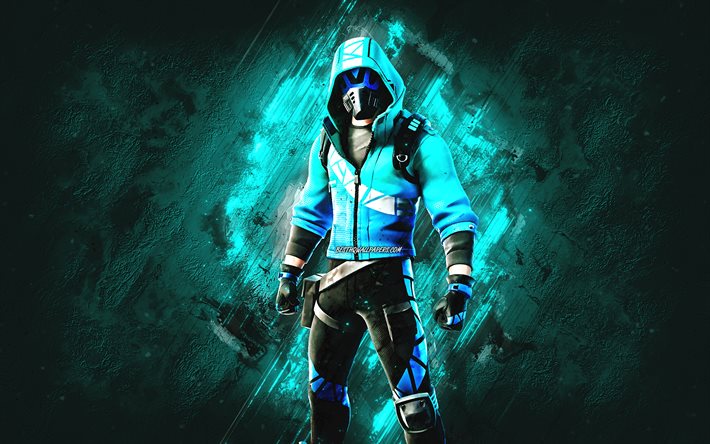 Fortnite Surf Strider Skin, Fortnite, main characters, blue stone background, Surf Strider, Fortnite skins, Surf Strider Skin, Surf Strider Fortnite, Fortnite characters