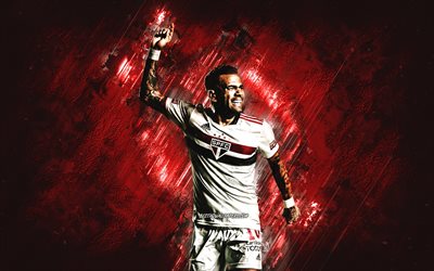 Dani Alves, Sao Paulo FC, SPFC, red stone background, football, Serie A, Brazil, Dani Alves art