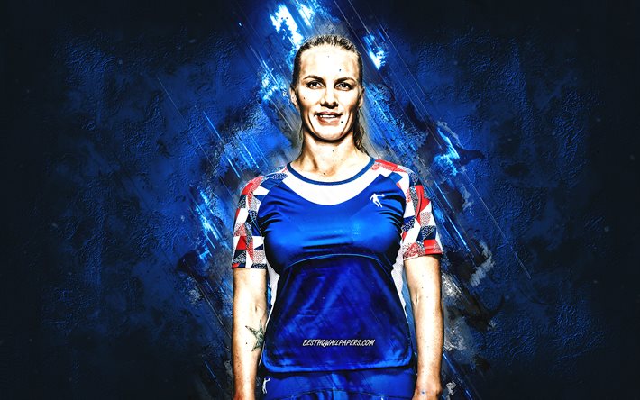 Svetlana Kuznetsova, WTA, Russian tennis player, blue stone background, Svetlana Kuznetsova art, tennis