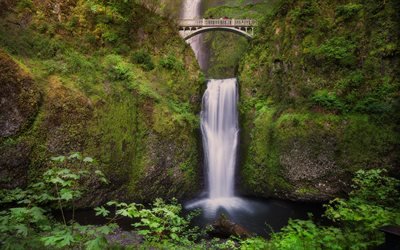 Multnomah Falls, Vesiputous, rock, USA, Oregon, Columbia-Joen Rotko, Benson Silta