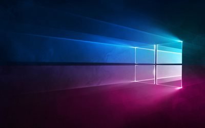 Windows 10, el logotipo de Ne&#243;n, ne&#243;n con el emblema de Microsoft, Windows