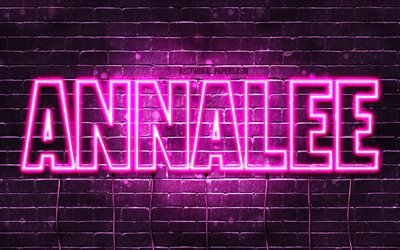 Annalee, 4k, tapeter med namn, kvinnliga namn, Annalee namn, lila neon lights, Grattis P&#229; F&#246;delsedagen Annalee, bild med Annalee namn