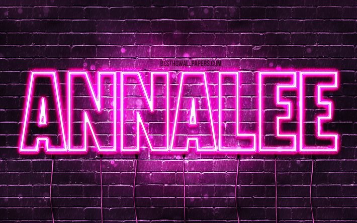 Annalee, 4k, pap&#233;is de parede com os nomes de, nomes femininos, Annalee nome, roxo luzes de neon, Feliz Anivers&#225;rio Annalee, imagem com Annalee nome