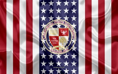 California Eyalet &#220;niversitesi, Stanislaus, Stanislaus Amblemi, Amerikan Bayrağı, Stanislaus logo, Kaliforniya, ABD, Amblemi