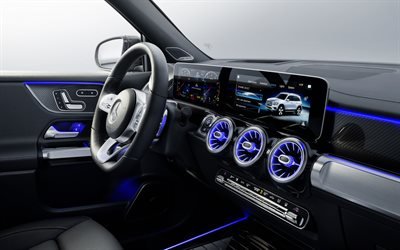 Mercedes-Benz GLB, 2020, interior, vista interior, panel frontal, panel de control, los coches alemanes, GLB 250, 4MATIC, AMG Line, Mercedes-Benz