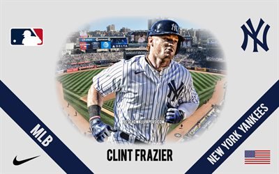 クリントFrazier, Yankees, アメリカ野球プレイヤー, MLB, 肖像, 米国, 野球, ヤンキースタジアム, Yankeesのロゴ, メジャーリーグベースボール