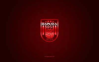 fk dainava alytus, squadra di calcio lituana, logo rosso, sfondo rosso in fibra di carbonio, a lyga, calcio, alytus, lituania, logo fk dainava alytus