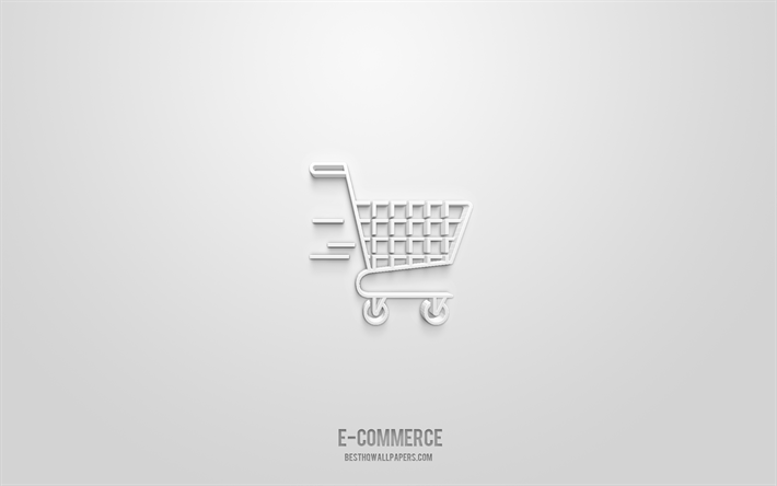 e-commerce 3d icon, white background, 3d symbols, e-commerce, networks icons, 3d icons, e-commerce sign, networks 3d icons