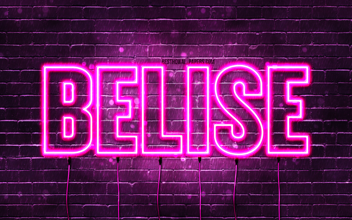 Happy Birthday Belise, 4k, pink neon lights, Belise name, creative, Belise Happy Birthday, Belise Birthday, popular french female names, picture with Belise name, Belise