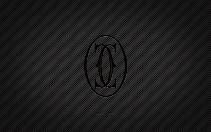 logo carbone cartier, 4k, grunge art, fond carbone, cr&#233;atif, logo noir cartier, marques, logo cartier, cartier