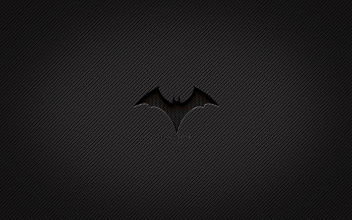Batwoman carbon logo, 4k, grunge art, carbon background, creative, Batwoman black logo, superheroes, Batwoman logo, Batwoman