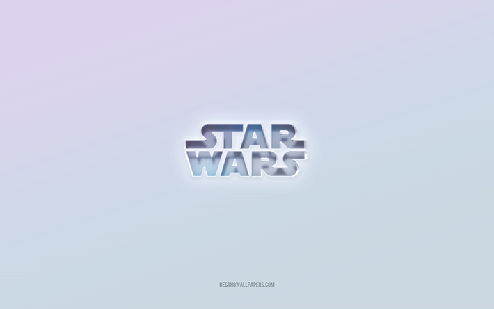 Star wars logo, cut out 3d text, white background, Star wars 3d logo, Star wars emblem, Star wars, embossed logo, Star wars 3d emblem