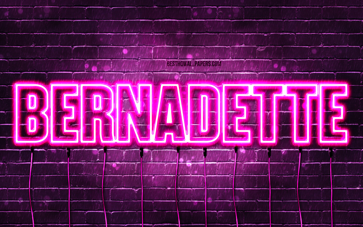 Download Wallpapers Happy Birthday Bernadette K Pink Neon Lights Bernadette Name Creative
