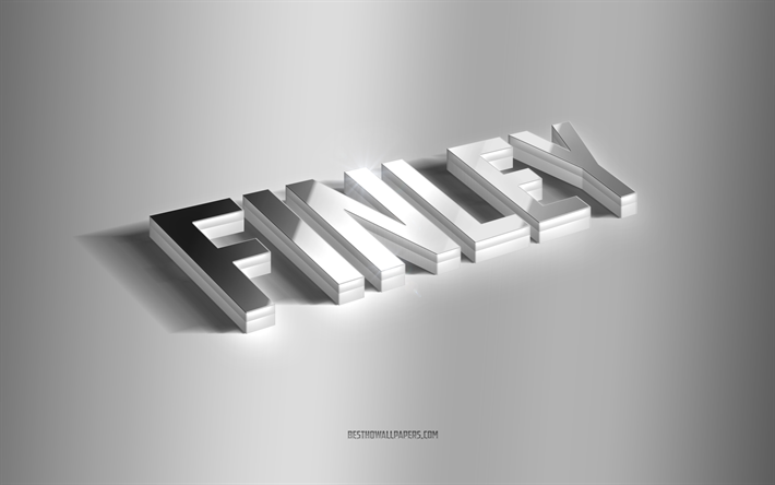 Finley, silver 3d art, gray background, wallpapers with names, Finley name, Finley greeting card, 3d art, picture with Finley name