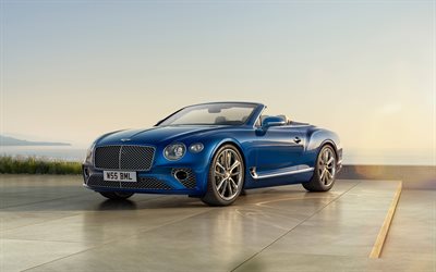 bentley continental gt cabriolet, 4k, cabriolet bleu, 2022 voitures, voitures de luxe, voitures britanniques, bentley