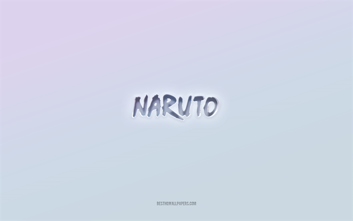 Download wallpapers Naruto logo, cut out 3d text, white background ...