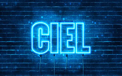 Happy Birthday Ciel, 4k, blue neon lights, Ciel name, creative, Ciel Happy Birthday, Ciel Birthday, popular french male names, picture with Ciel name, Ciel