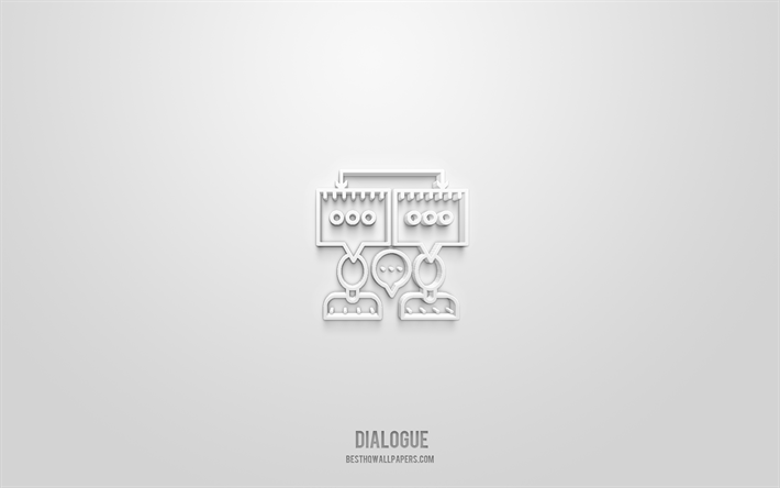 Dialogue 3d icon, white background, 3d symbols, Dialogue, business icons, 3d icons, Dialogue sign, business 3d icons