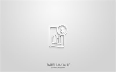 Actual cash value 3d icon, white background, 3d symbols, Actual cash value, business icons, 3d icons, Actual cash value sign, business 3d icons