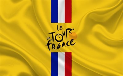 Tour de France, 2017, andar de bicicleta, emblema do tour de france, amarelo de seda, bandeira