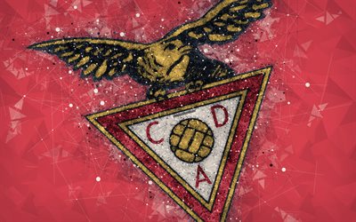 CD Aves, 4k, geometric art, logo, Portuguese football club, emblem, red background, Vila-daz-Avish, Portugal, football, creative art, Aves FC