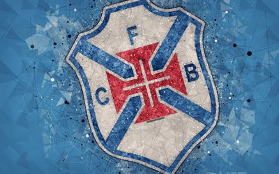 CF Belenenses, 4k, geometrik sanat, logo, Portekiz Futbol Kul&#252;b&#252; amblemi, mavi arka plan, Ilk Lig, Lizbon, Portekiz, futbol, yaratıcı sanat