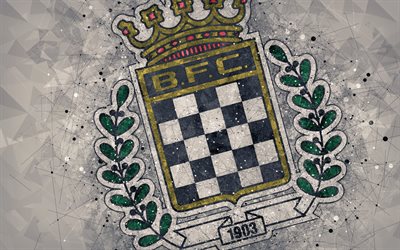 Boavista FC, 4k, geometric art, logo, Portuguese football club, emblem, gray background, Primeira Liga, Porto, Portugal, football, creative art
