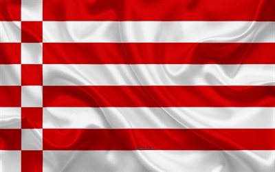 Bandeira de Bremen, 4k, textura de seda, vermelho de seda branca bandeira, bras&#227;o de armas, Cidade alem&#227;, Bremen, Alemanha, s&#237;mbolos