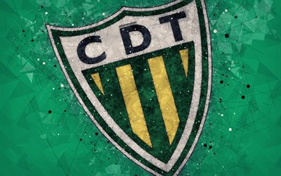 CD Tondela, 4k, geometric art, logo, Portuguese football club, emblem, green background, Primeira Liga, Tondela, Portugal, football, creative art