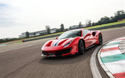Ferrari 488 Pista, supercars, 2019 cars, motion blur, raceway, tuning, Ferrari