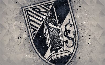 Vitoria Guimaraes SC, 4k, geometric art, logo, Portuguese football club, emblem, gray background, Primeira Liga, Guimaraes, Braga, Portugal, football, creative art