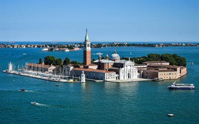 San Giorgio Maggiore, Venice, island, cathedral, summer, tourism, landmarks, Italy