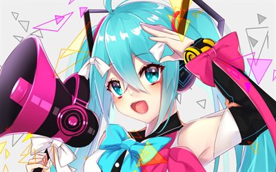 Hatsune Miku, konstverk, h&#246;gtalare, manga, Vocaloid