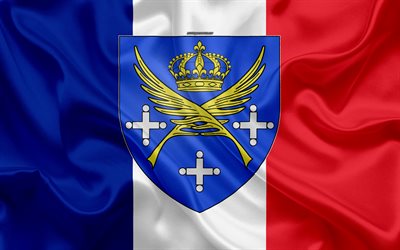 Coat of Saint-Etienne, 4к, Flag of France, silk texture, French city, Saint-Etienne, France, symbolism, French flag, Europe, Flag of Saint-Etienne
