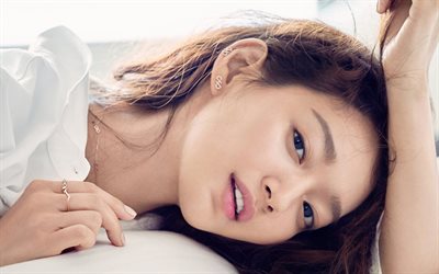 Shin Min-um, Sul-coreano atriz, sess&#227;o de fotos, retrato, rosto, sorriso