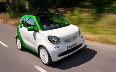 Akıllı İki Elektrik, 4k, 2018 arabalar, kompakt otomobil, yol, Elektrik İki, Akıllı