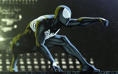 spider-man back in black, dunkel, 3d-kunst, superhelden -, nacht -, spiderman