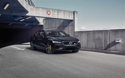 Volvo S60, 2019, Polestar Progettato, vista frontale, nero nuovo berlina, esterno, nero nuovo S60, auto svedese Volvo