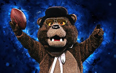 Staley Da Bear, 4k, mascot, Chicago Bears, abstract art, NFL, creative, USA, Chicago Bears mascot, National Football League, NFL mascots, official mascot