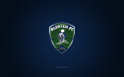 Al-Fateh SC, Saudi football club, SPL, green logo, blue carbon fiber background, Saudi Professional League, football, Al-Ahsa, Saudi Arabia, Al-Fateh SC logo